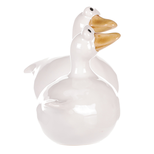 Kachna - keramická figurka, bílá, cena za 1 ks