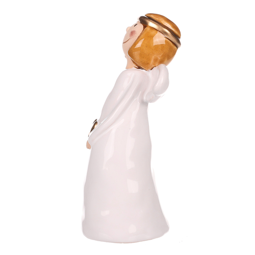 Anděl - keramická figurka, bílá se zlatým srdcem
