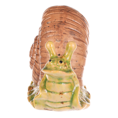 Šnek - keramická figurka, zelený s hnědou ulitou