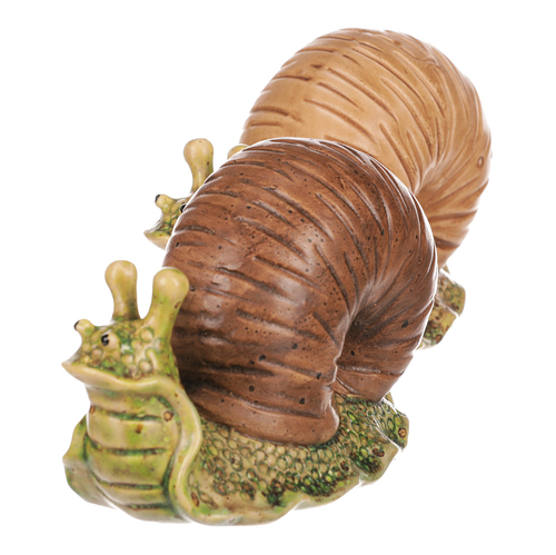 Šnek - keramická figurka, zelený s hnědou ulitou