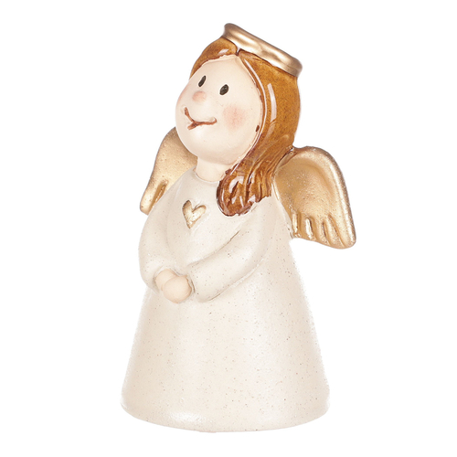 Anděl - keramická figurka, krémová se zlatými křídly