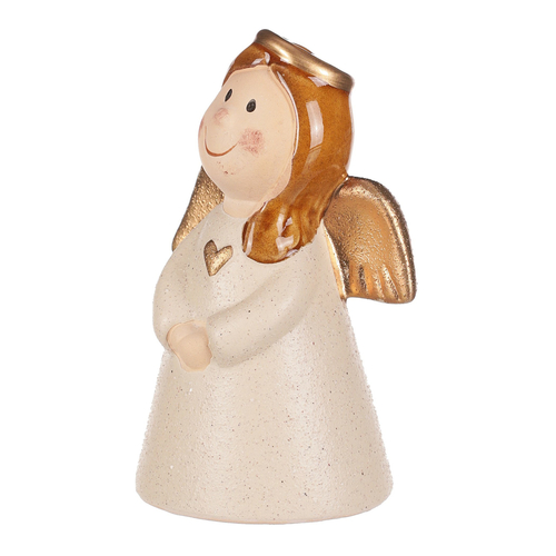 Anděl - keramická figurka, krémová se zlatými křídly