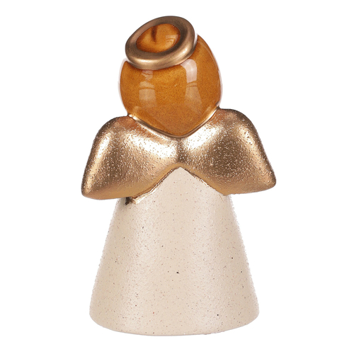 Anděl - keramická figurka, krémová se zlatými křídly