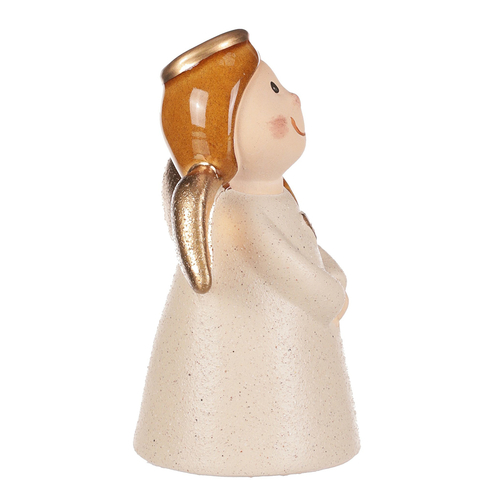 Anděl - keramická figurka, krémová se zlatými křídly