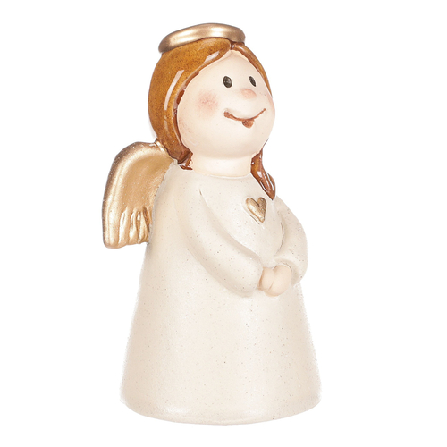 Anděl - keramická figurka, krémová se zlatými křídly