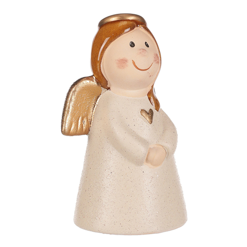 Anděl - keramická figurka, krémová se zlatými křídly