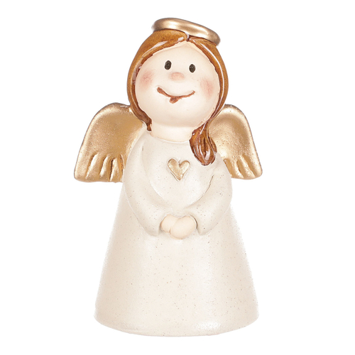 Anděl - keramická figurka, krémová se zlatými křídly