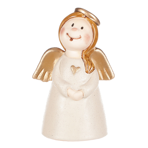 Anděl - keramická figurka, krémová se zlatými křídly