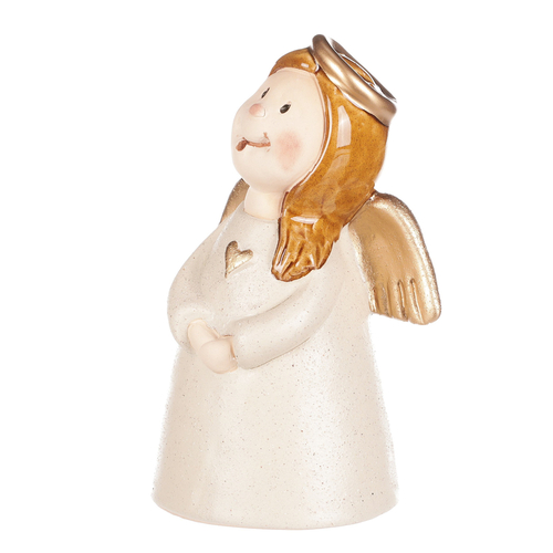 Anděl - keramická figurka, krémová se zlatými křídly