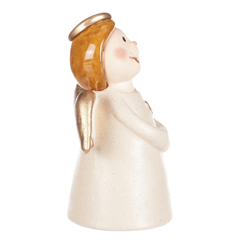 Anděl - keramická figurka, krémová se zlatými křídly