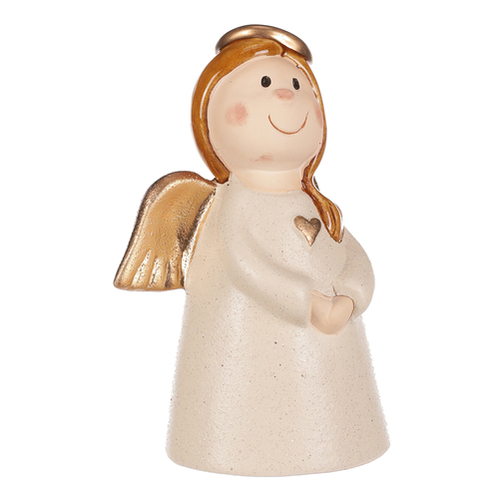 Anděl - keramická figurka, krémová se zlatými křídly