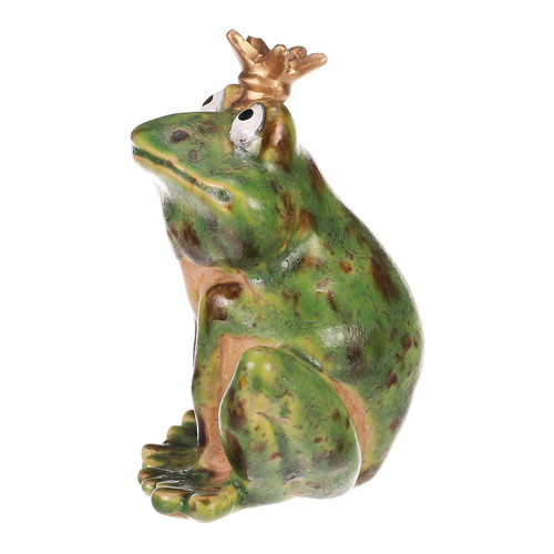 Žába s korunkou - keramická figurka, vel. S, zelená