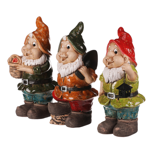 Trpaslík - keramická figurka, vel. L, mix 3 druhů, cena za 1 ks