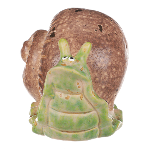 Šnek - keramická figurka, vel. S, zeleno-hnědý