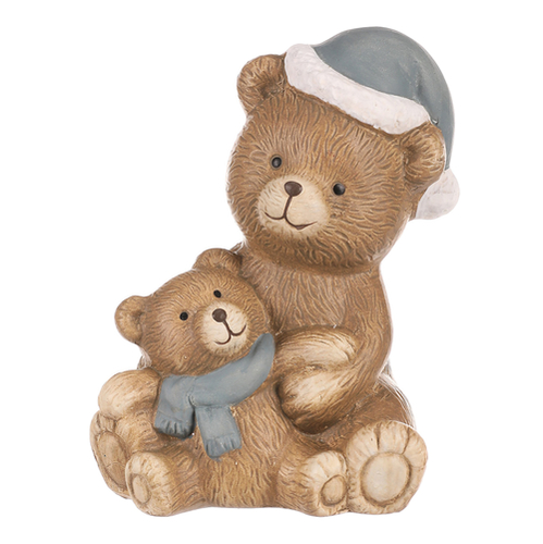 Medvěd s medvídětem - sedící, keramická figurka
