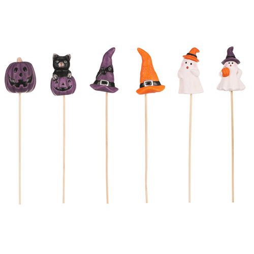 Dýně a strašidla na zápichu - keramika, mix 6 druhů, cena za 1 ks