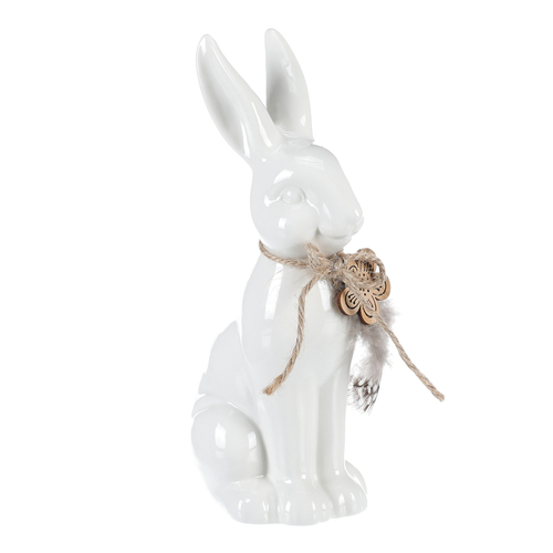 Zajíc - keramická figurka, velká, barva bílá