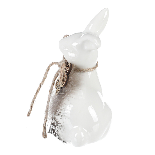 Zajíc - keramická figurka, malá, barva bílá