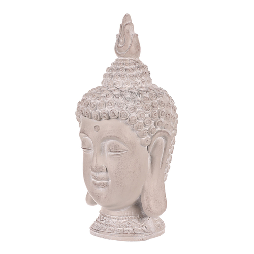 Buddha - hlava z polyresinu, barva šedá