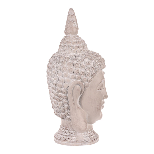 Buddha - hlava z polyresinu, barva šedá
