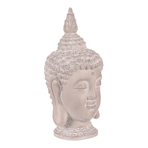 Buddha - hlava z polyresinu, barva šedá