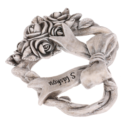 Srdce se stuhou a mašlí - pietní, polyresin, šedá