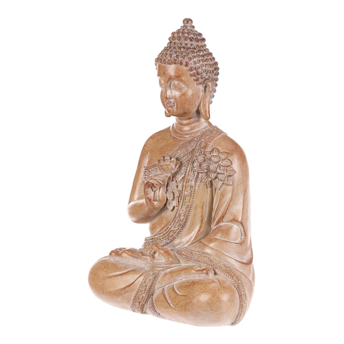 Buddha - polyresinová figurka, barva sv. hnědá