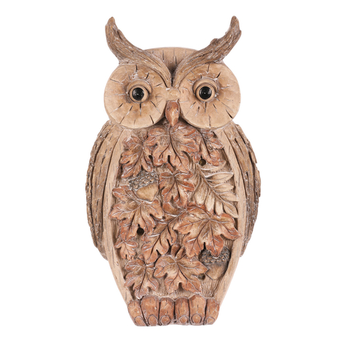 Sova - dekorace s osvětlením, magnesium, imitace dřeva