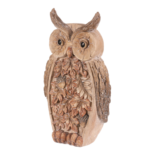 Sova - dekorace s osvětlením, magnesium, imitace dřeva