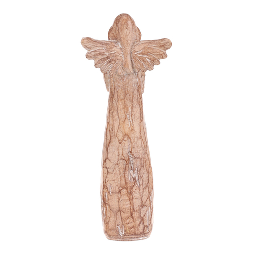 Anděl se srdcem - 18 cm, polyresin, imitace dřeva