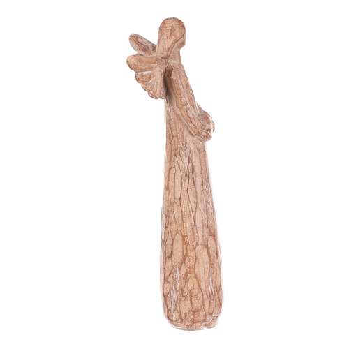 Anděl se srdcem - 18 cm, polyresin, imitace dřeva
