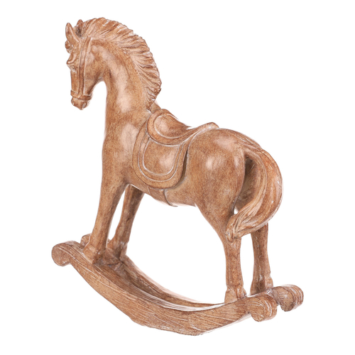 Koník houpací - 15 cm, polyresin, imitace dřeva