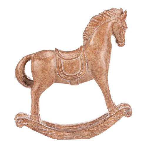 Koník houpací - 15 cm, polyresin, imitace dřeva