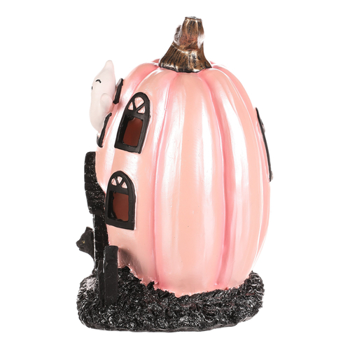 Domeček dýňový - polyresin, pro Halloween, LED osvětlení