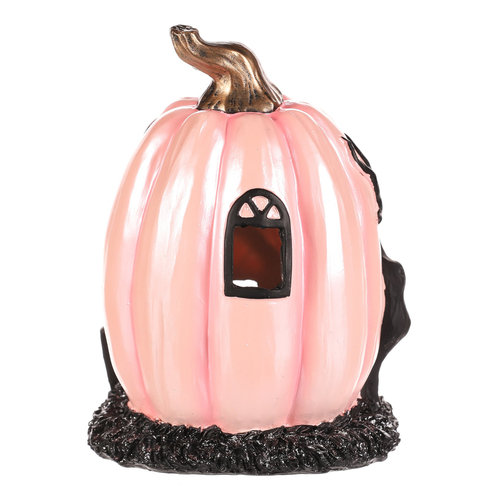 Domeček dýňový - polyresin, pro Halloween, LED osvětlení