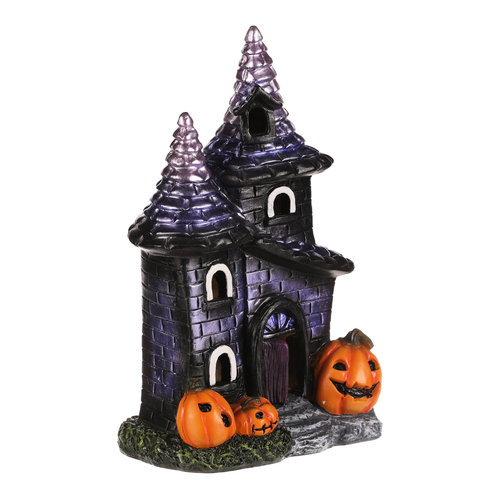 Dům z magnesia - Halloween, LED osvětl., černý s dýněmi