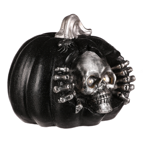 Dýně s lebkou - Halloween, magnesium, LED osvětlení