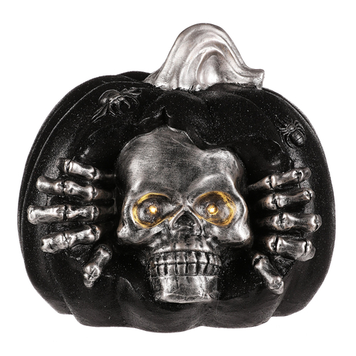 Dýně s lebkou - Halloween, magnesium, LED osvětlení