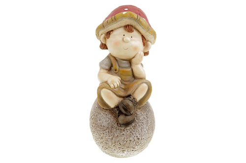 Houbový chlapec na kameni zahradní MgO keramika