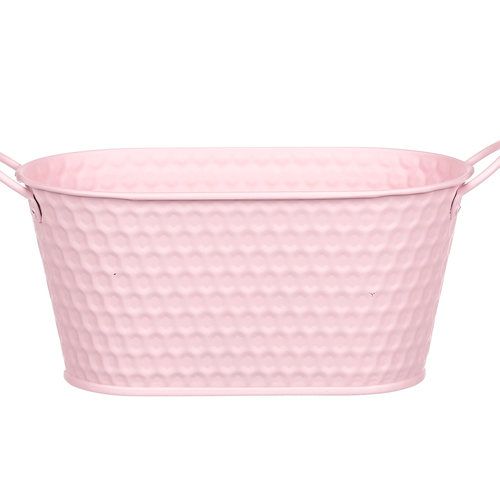 Obal kovový - truhlík, v růžové barvě