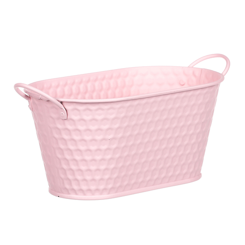 Obal kovový - truhlík, v růžové barvě