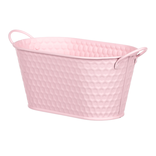 Obal kovový - truhlík, v růžové barvě