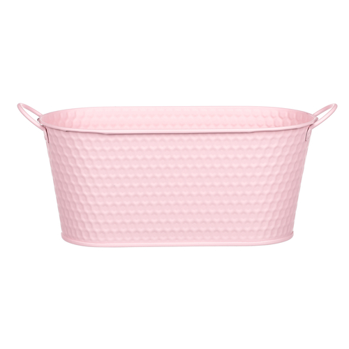 Obal kovový - truhlík, v růžové barvě