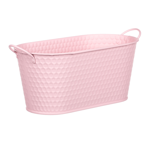 Obal kovový - truhlík, v růžové barvě