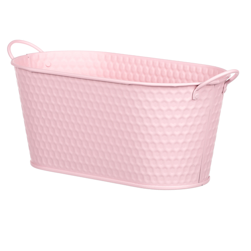 Obal kovový - truhlík, v růžové barvě