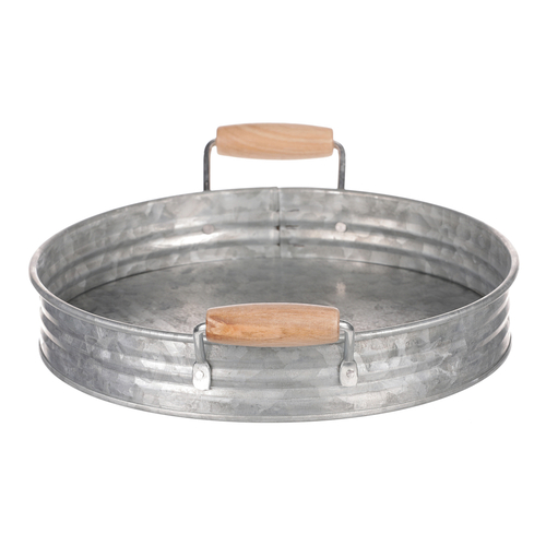 Tác kovový - tvar pánve, zinkový, barva stříbrná