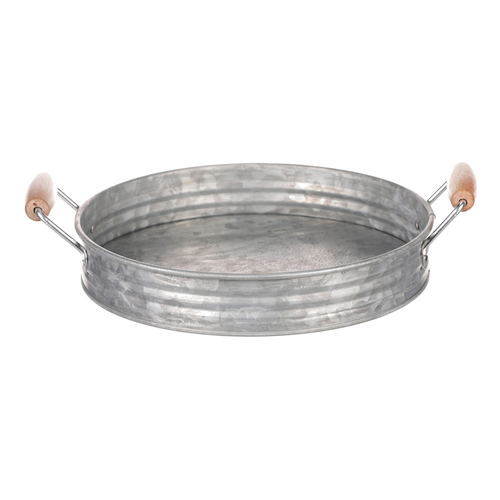 Tác kovový - tvar pánve, zinkový, barva stříbrná