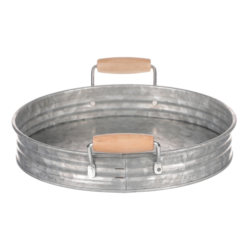 Tác kovový - tvar pánve, zinkový, barva stříbrná