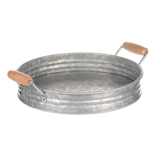 Tác kovový - tvar pánve, zinkový, barva stříbrná