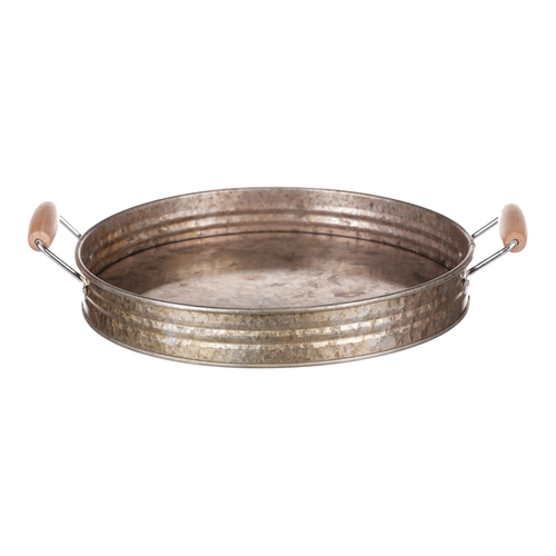 Tác kovový - tvar pánve, zinkový, barva měděná